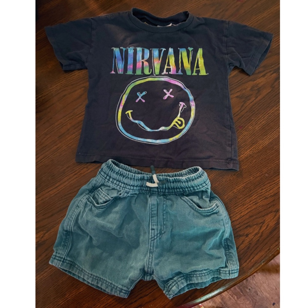 Zara baby boy NIRVANA tee and shorts outfit